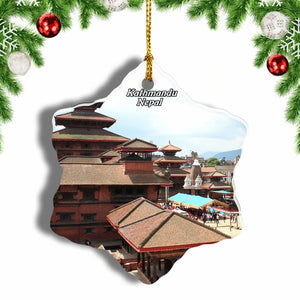 Nepal Kathmandu Durbar Square Christmas Ornament 3 Inches Snow