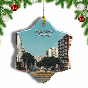 Uruguay Montevideo Christmas Ornament 3 Inches Snow