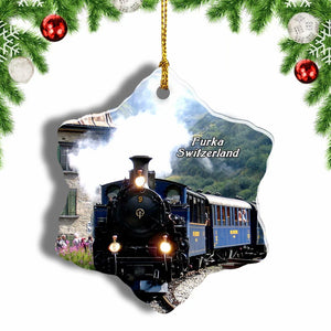 Switzerland Steam Railway Furka Christmas Ornament 3 Inches Snow