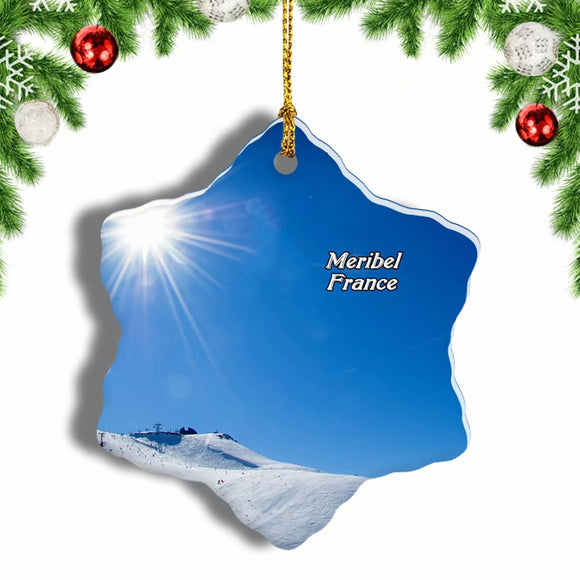 France Ski Meribel Christmas Ornament 3 Inches Snow