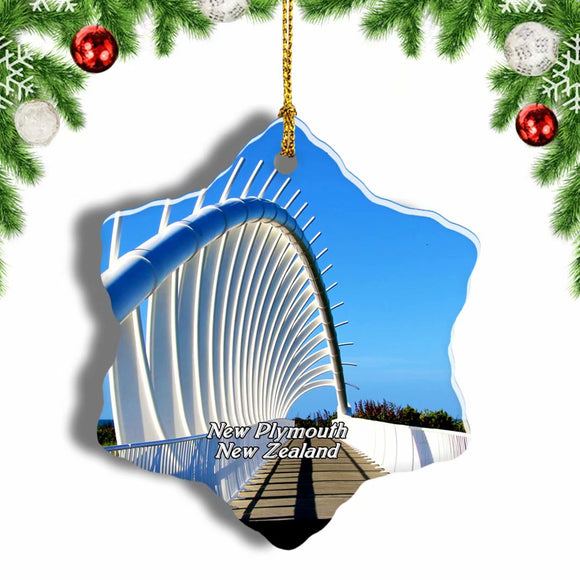 New Zealand New Plymouth Coastal Walkway Mount Taranaki Christmas Ornament 3 Inches Snow