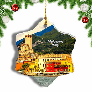 Italy Scaliger Castle Malcesine Christmas Ornament 3 Inches Snow