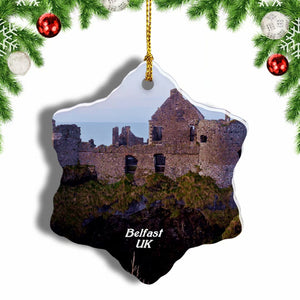 UK England Dunluce Castle Belfast Christmas Ornament 3 Inches Snow