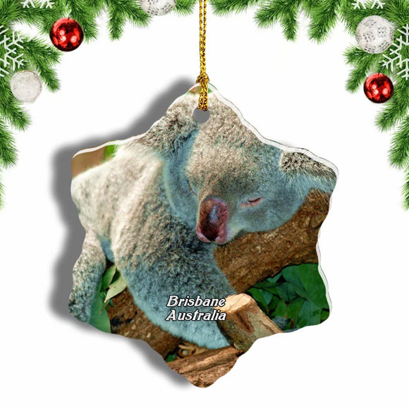 Australia Lone Pine Koala Sanctuary Brisbane Christmas Ornament 3 Inches Snow