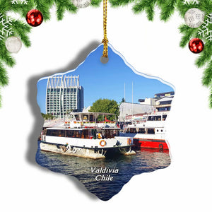 Valdivia Chile Christmas Ornament 3 Inches Snow