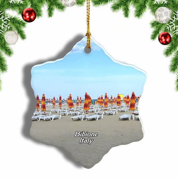 Italy Bibione Beach Christmas Ornament 3 Inches Snow