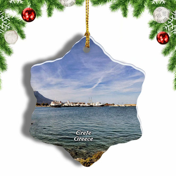 Greece Balos Lagoon Kissamos Crete Christmas Ornament 3 Inches Snow