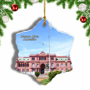 Casa Rosada Buenos Aires Argentina Christmas Ornament 3 Inches Snow