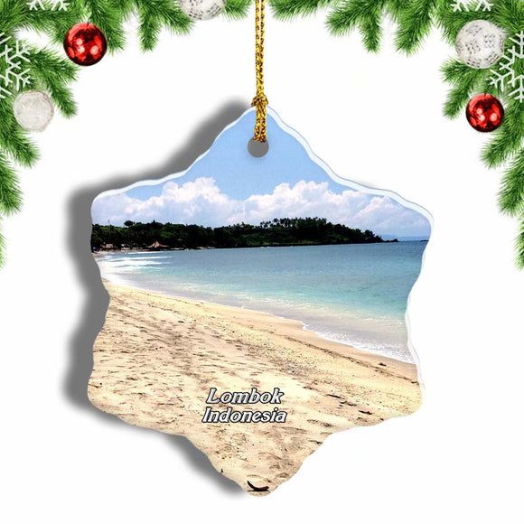 Indonesia Gili Meno Beach Lombok Christmas Ornament 3 Inches Snow