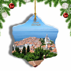 Slovenia Piran Christmas Ornament 3 Inches Snow