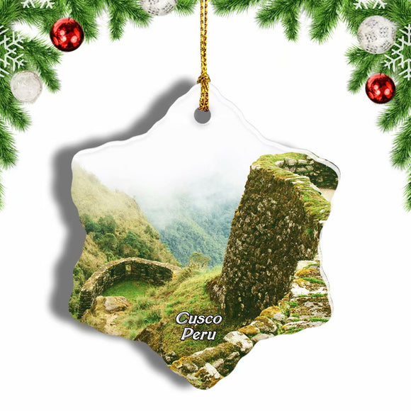 Machu Picchu Cusco Peru Christmas Ornament 3 Inches Snow