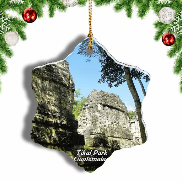 Guatemala Tikal Christmas Ornament 3 Inches Snow