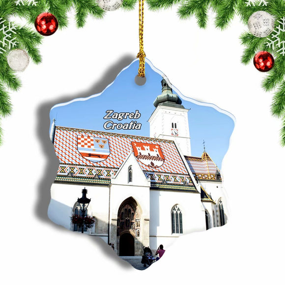 Croatia St. Mark's Church Zagreb Christmas Ornament 3 Inches Snow