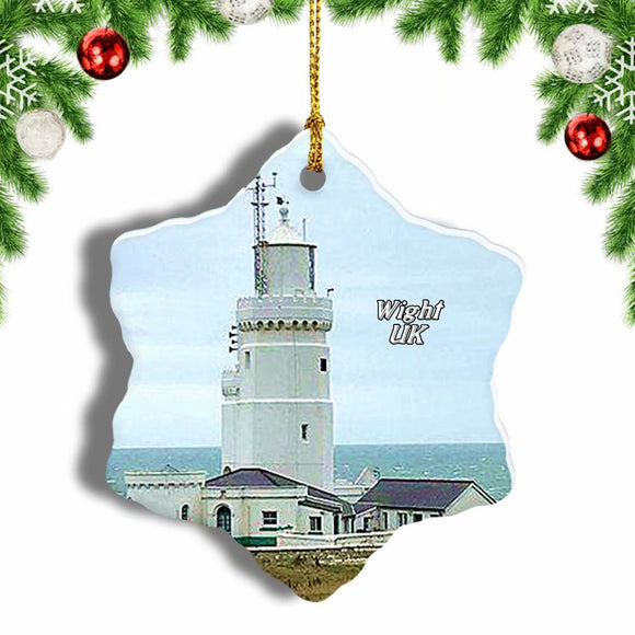 UK England St Catherine's Lighthouse Wight Christmas Ornament 3 Inches Snow