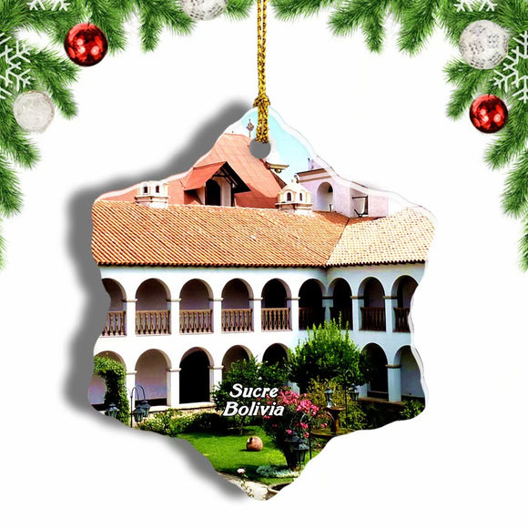 Sucre Bolivia Christmas Ornament 3 Inches Snow