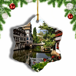 France Strasbourg Christmas Ornament 3 Inches Snow