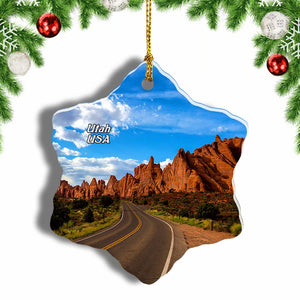 America USA Road Park Utah Christmas Ornament 3 Inches Snow