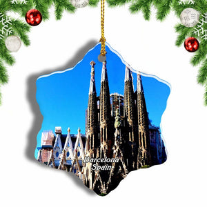 Spain Basilica of the Sagrada Familia Barcelona Christmas Ornament 3 Inches Snow