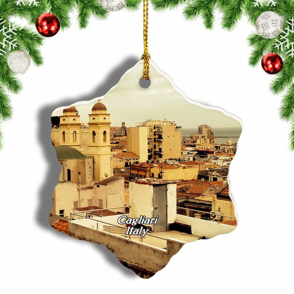 Italy Cathedral Cagliari Christmas Ornament 3 Inches Snow