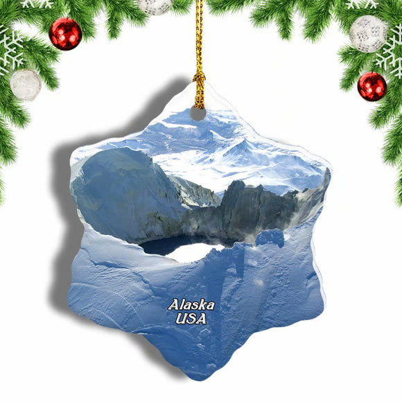 America USA Mount Chiginagak Alaska Christmas Ornament 3 Inches Snow