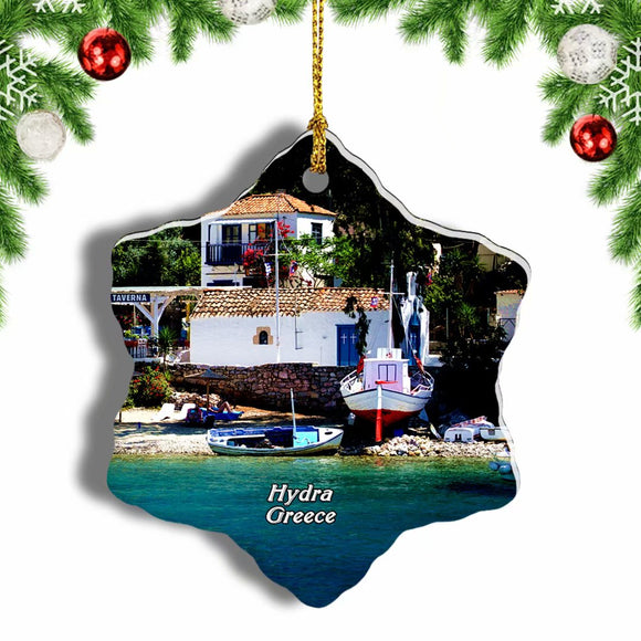 Hydra Greece Christmas Ornament 3 Inches Snow