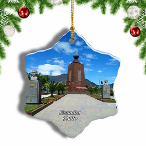 Ecuador Equatorial Tablet Quito Christmas Ornament 3 Inches Snow