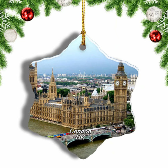 UK England Houses of Parliament London Christmas Ornament 3 Inches Snow