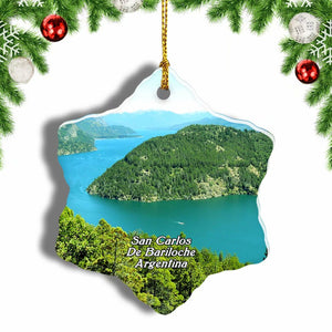 Argentina Nahuel Huapi National Park San Carlos De Bariloche Christmas Ornament 3 Inches Snow