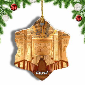 Egypt Tomb Pyramid Christmas Ornament 3 Inches Snow