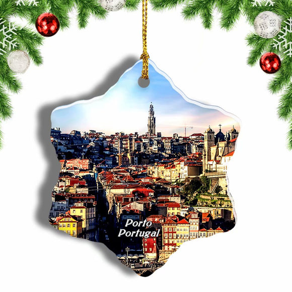 Portugal Porto City Christmas Ornament 3 Inches Snow