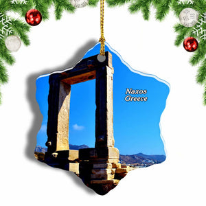 Greece Temple of Apollo Naxos Christmas Ornament 3 Inches Snow