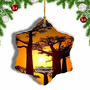 Avenue of the Baobabs Morondava Madagascar Christmas Ornament 3 Inches Snow