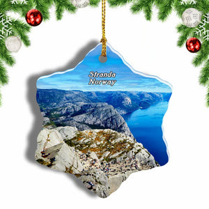 Norway Geiranger Fjord Stranda Christmas Ornament 3 Inches Snow