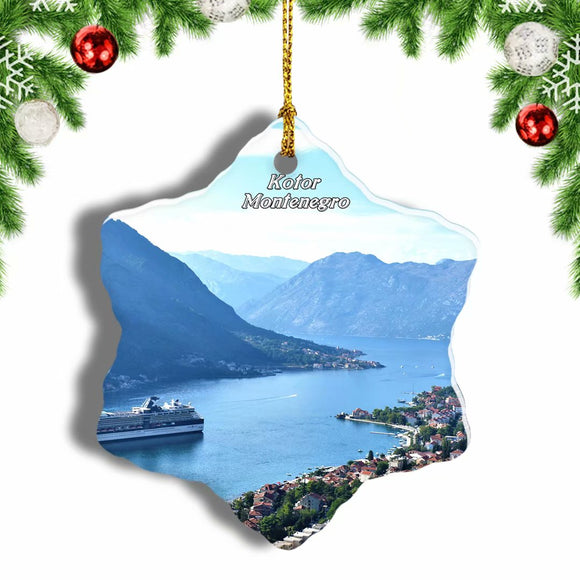 Montenegro Kotor Yacht Christmas Ornament 3 Inches Snow