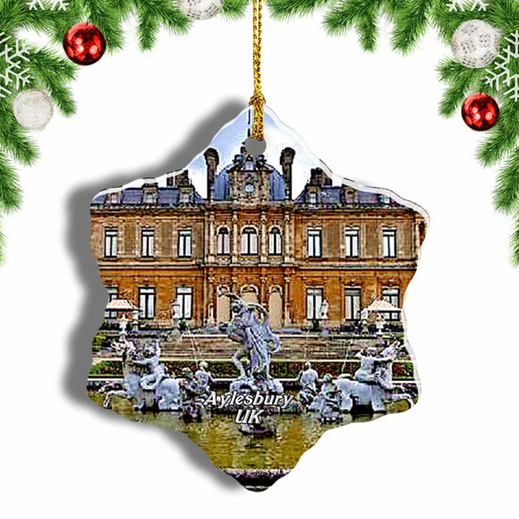 UK England Waddesdon Manor Aylesbury Christmas Ornament 3 Inches Snow