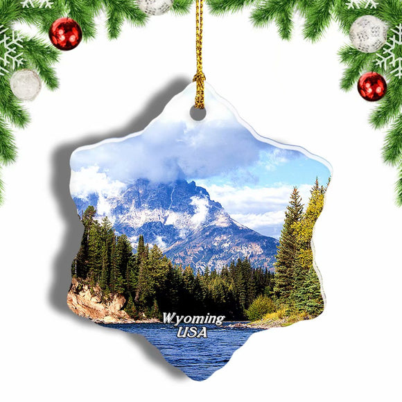 America USA Grand Teton National Park Wyoming Christmas Ornament 3 Inches Snow