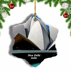 India Lotus Temple New Delhi Christmas Ornament 3 Inches Snow