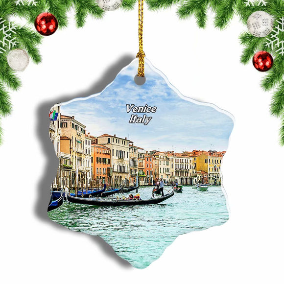 Italy Canal Grande Venice Christmas Ornament 3 Inches Snow