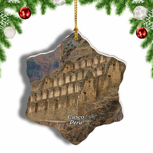 Ollantaytambo Cusco Peru Christmas Ornament 3 Inches Snow