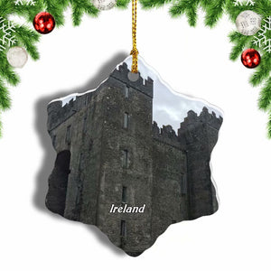 Bunratty Castle Ireland Christmas Ornament 3 Inches Snow