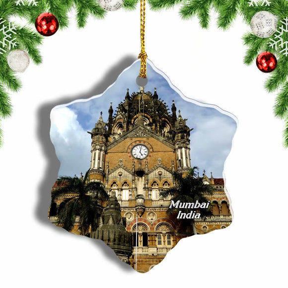 India Chhatrapati Shivaji Terminus Mumbai Christmas Ornament 3 Inches Snow