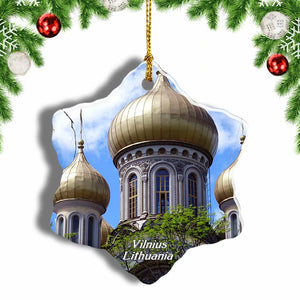 Lithuania Vilnius City Christmas Ornament 3 Inches Snow