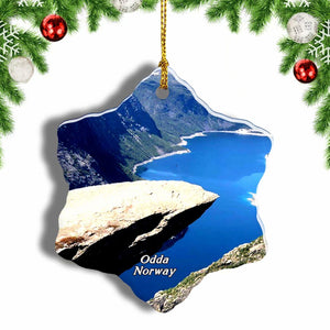 Norway Trolltunga Odda Christmas Ornament 3 Inches Snow