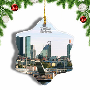 Estonia Tallin Porto Christmas Ornament 3 Inches Snow