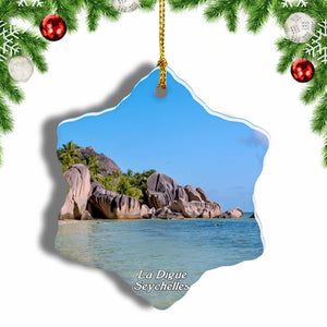 Seychelles La Digue Christmas Ornament 3 Inches Snow