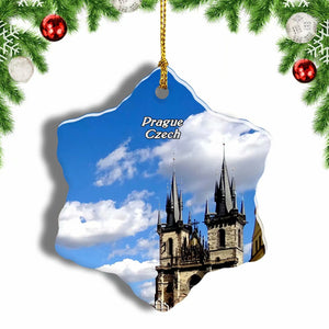 Czech Old Town Hall Prague Christmas Ornament 3 Inches Snow