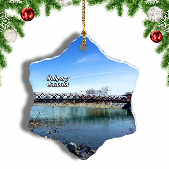 Canada Canada Bow River Calgary Christmas Ornament 3 Inches Snow