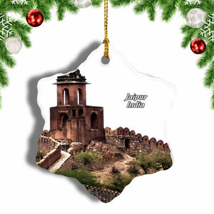 India Nahargarh Fort Jaipur Christmas Ornament 3 Inches Snow