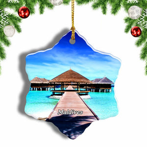 Sheraton Full Moon Island Maldives Christmas Ornament 3 Inches Snow