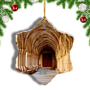 Spain Catalonia Romanesque Monastery Christmas Ornament 3 Inches Snow